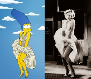Marge Simpson as Marilyn Monroe William Travilla Art Cartoon Illustration Satire Sketch Fashion Luxury Style Iconic Dresses all the time The simspsons  Epic Humor Chic by aleXsandro Palombo