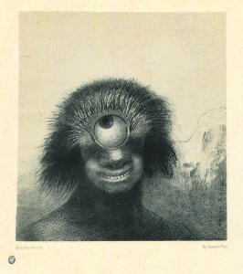 Odilon Redon, “Il Polipo difforme ondeggiava sulle rive, sorta di ciclope sorridente e orrido”, dalla serie Les Origines, 1883,
