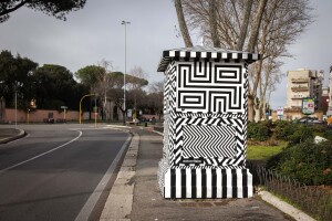 “Pattern geometrico”, l’opera di Cabin art del duo Motorefisico a Villa Carpegna (Roma)