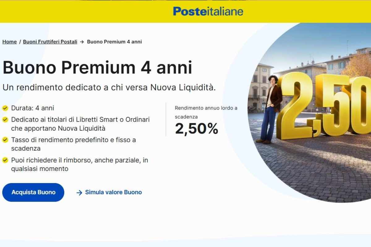 La grafica di Poste per presentare il Buono Premium 4 anni